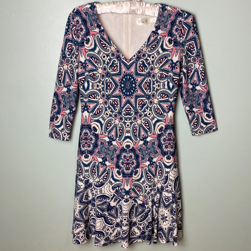 Eliza J Multi-color Paisley Print A-line Dress Size 0 Petite